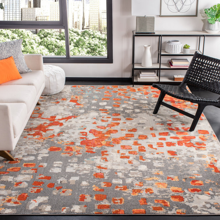 Wrought Studio Poche Abstract Orange Area Rug & Reviews Wayfair